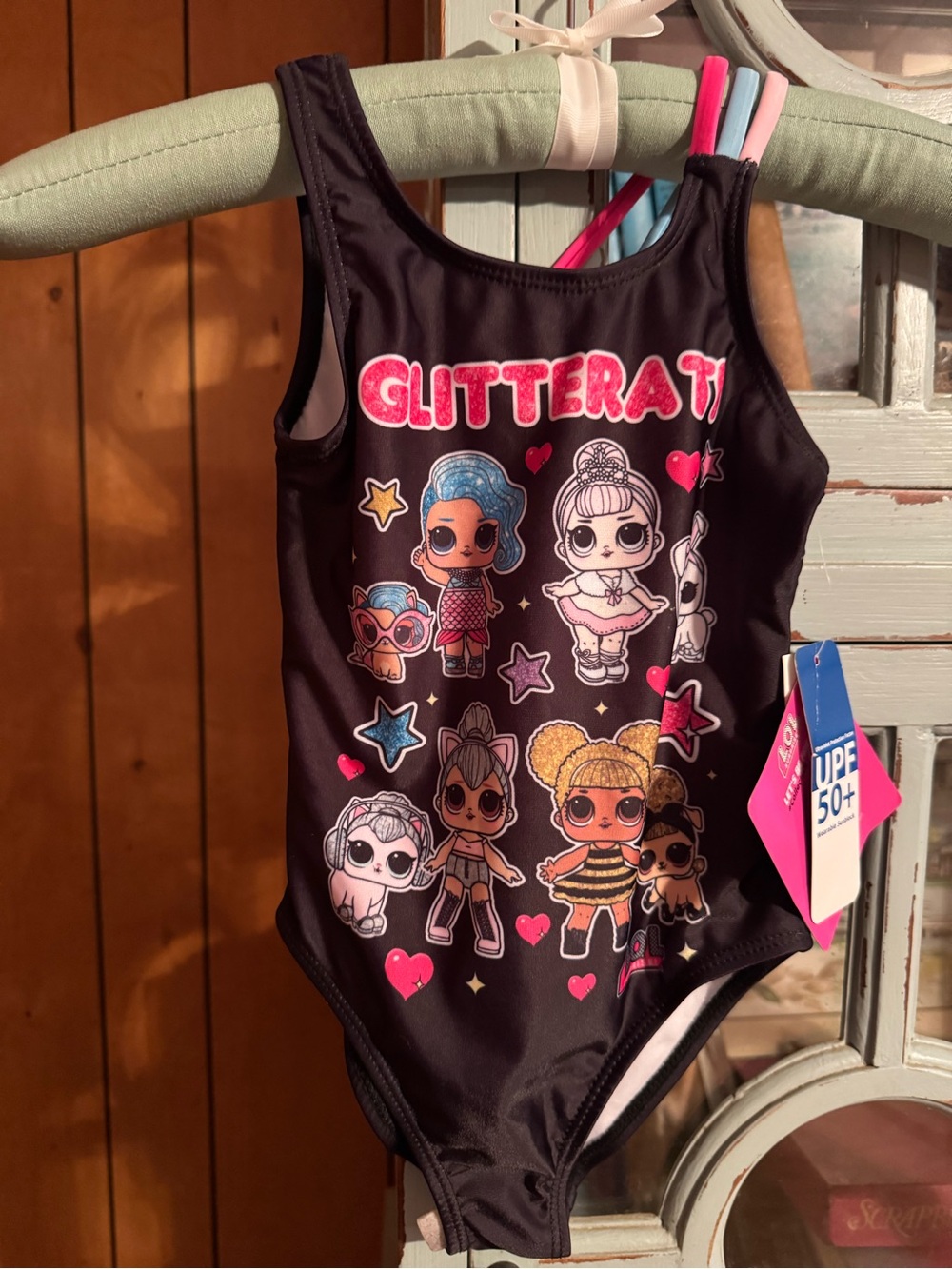 L.O.L. Surprise! Black Swimsuit with Pink and Gold Accents